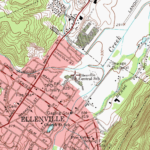 Topographic Map of Ellenville High School, NY