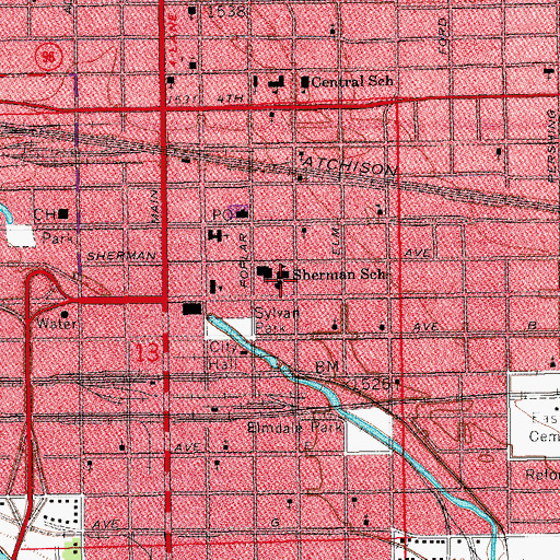 Topographic Map of Hutchinson Middle School 7, KS