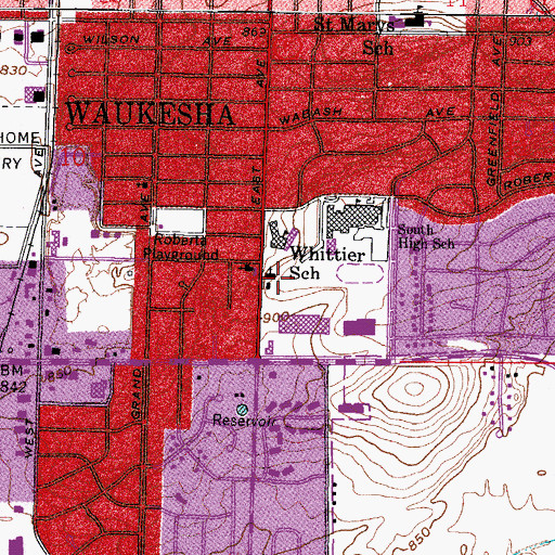 Topographic Map of Beautiful Savior Lutheran School, WI