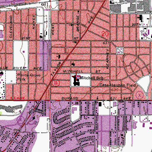 Topographic Map of Mitchell Middle School, WI
