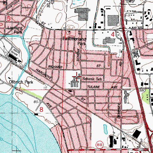 Topographic Map of Whitehorse Middle School, WI