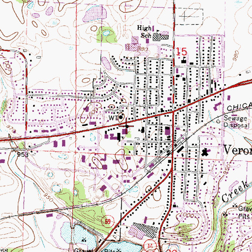 Topographic Map of New Century School, WI