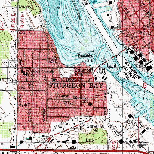 Topographic Map of Saint Peter's Lutheran School, WI