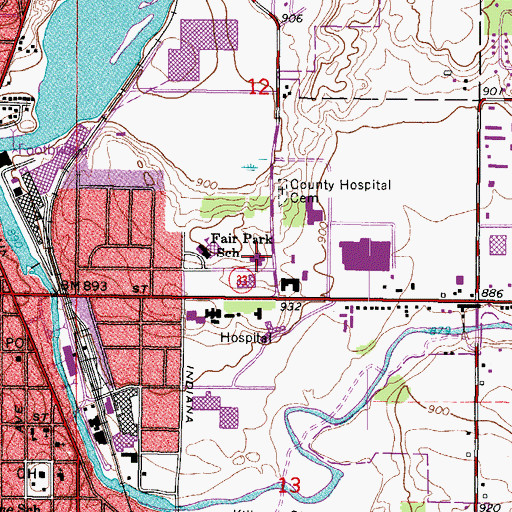 Topographic Map of Washington Street School, WI