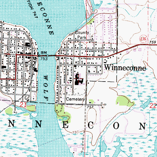 Topographic Map of Winchester Elementary School, WI