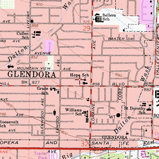 Topographic Map of Hope Lutheran School, CA