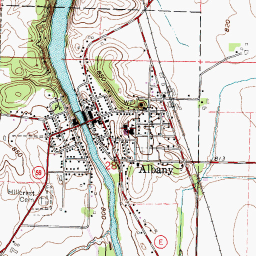 Topographic Map of Albany Community Middle School, WI