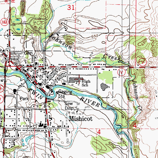 Topographic Map of Mishicot Middle School, WI