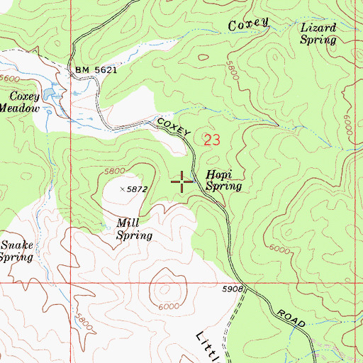 Topographic Map of Hopi Spring, CA