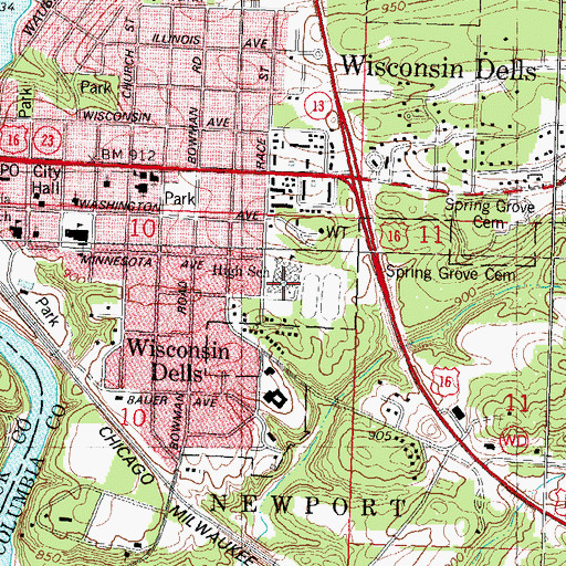 Topographic Map of Kilbourn Academy, WI