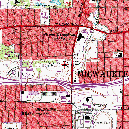 Topographic Map of Saint Charles Youth and Family Extended Education School, WI