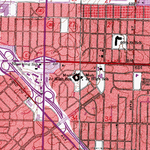 Topographic Map of Expressions School of the Arts, WI