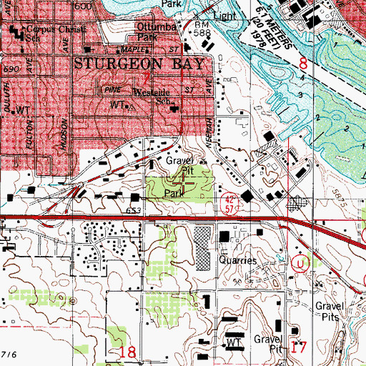 Topographic Map of Sawyer Elementary School, WI