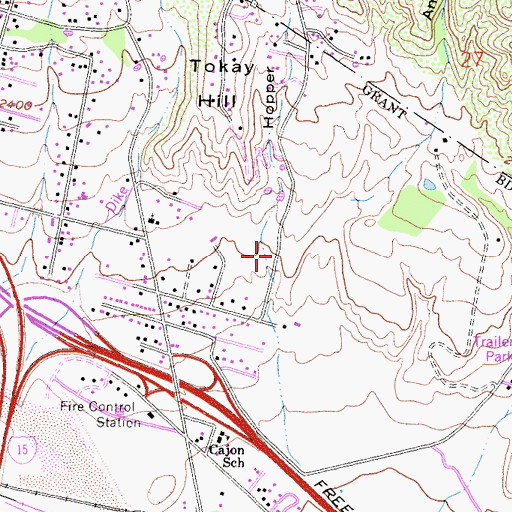 Topographic Map of Hopper Canyon, CA