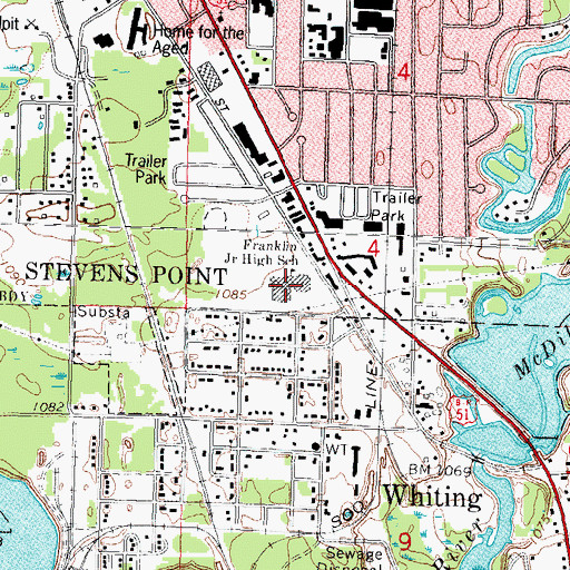 Topographic Map of Care School, WI
