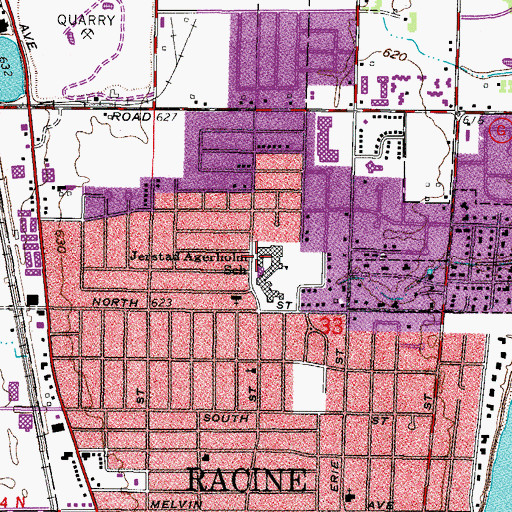 Topographic Map of Jerstad - Agerholm Middle School, WI