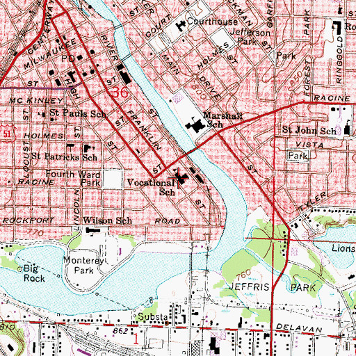 Topographic Map of Community Recovery Education School, WI