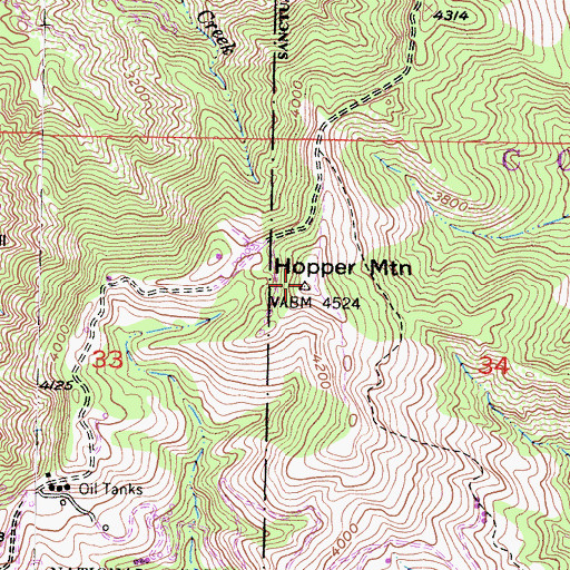 Topographic Map of Hopper Mountain, CA