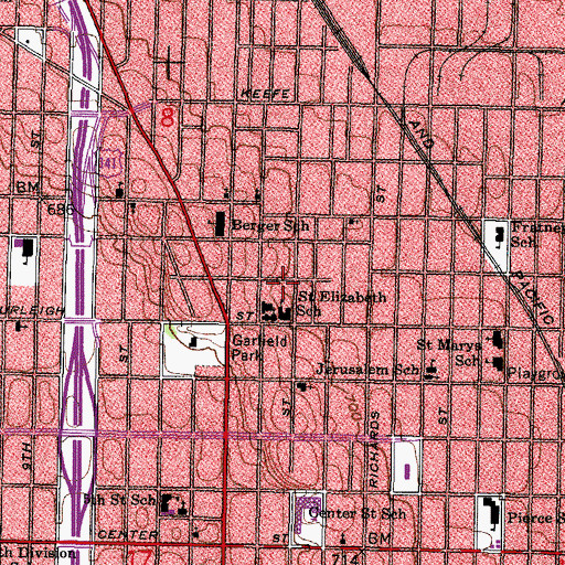 Topographic Map of Malaika Early Learning Center School, WI