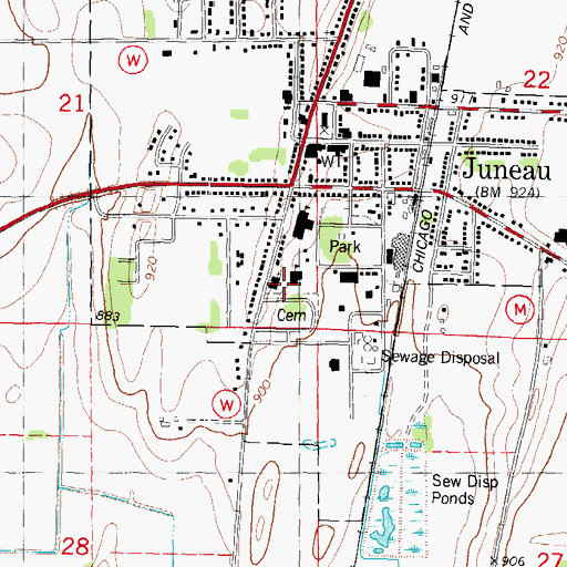 Topographic Map of Saint John's Evangelical Lutheran School, WI