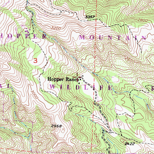 Topographic Map of Hopper Ranch, CA