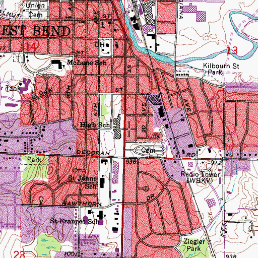 Topographic Map of Washington County Head Start School, WI