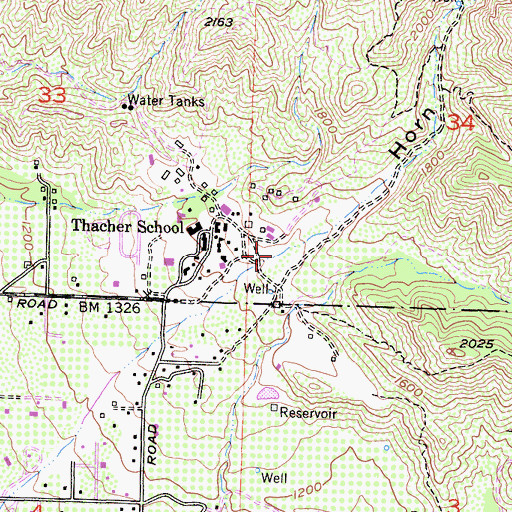 Topographic Map of Horn Canyon, CA