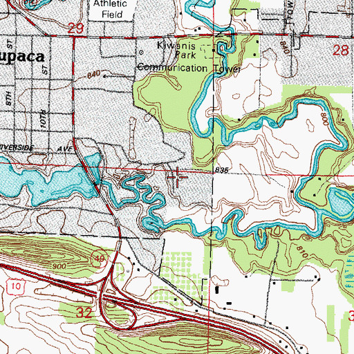 Topographic Map of Waupaca Learning Center Elementary School, WI