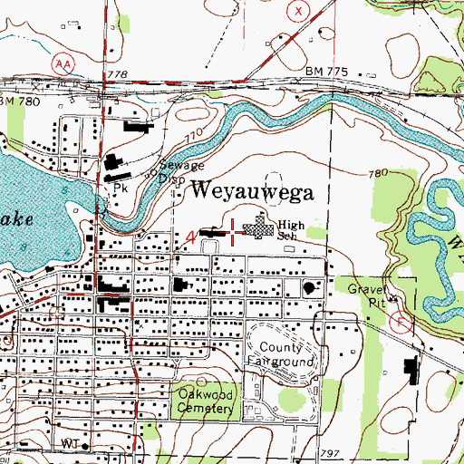 Topographic Map of Weyauwega - Fremont Middle School, WI