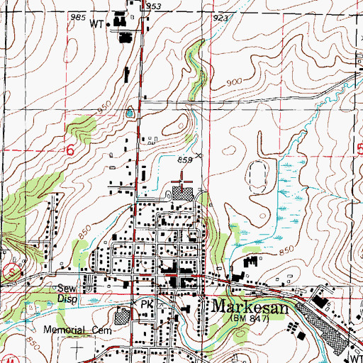 Topographic Map of Markesan Middle / High School, WI