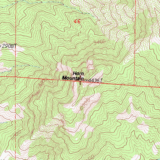 Topographic Map of Horn Mountain, CA