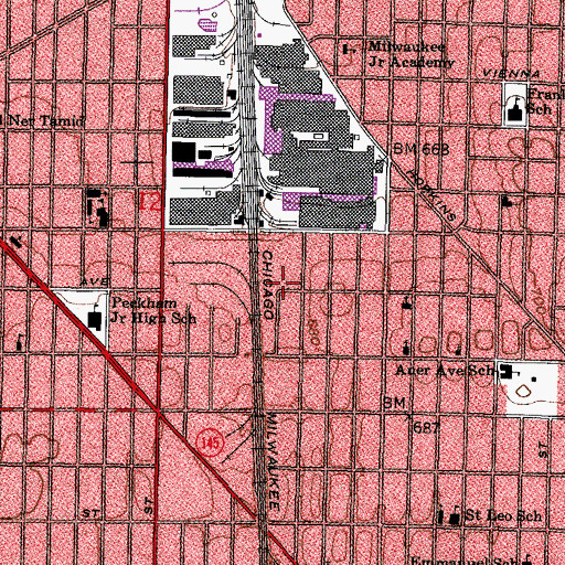 Topographic Map of Career Youth Development School, WI