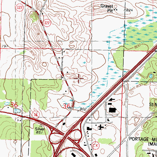 Topographic Map of Columbia Correctional Institution School, WI