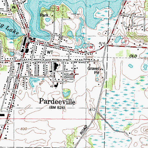 Topographic Map of Pardeeville Middle School, WI