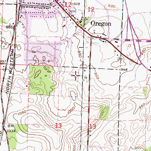 Topographic Map of Oregon Middle School, WI