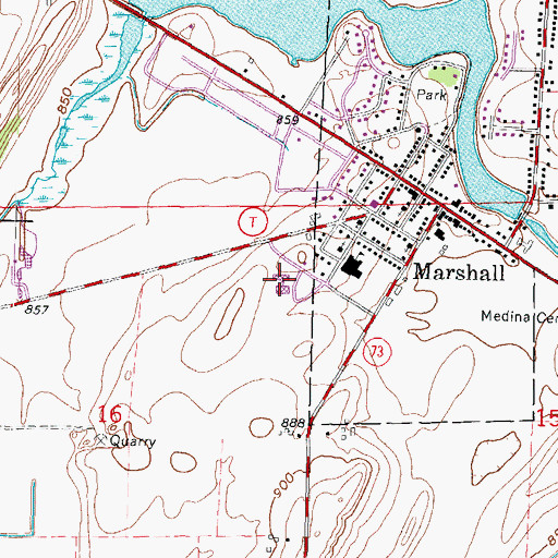 Topographic Map of Marshall Middle School, WI