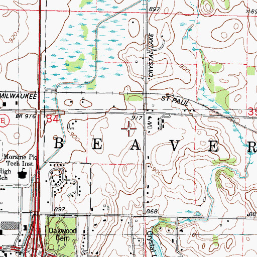 Topographic Map of Prairie View Elementary School, WI