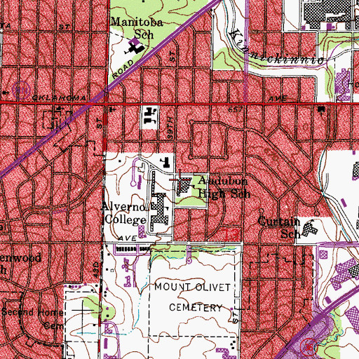 Topographic Map of Audubon Technology and Communication Middle School, WI