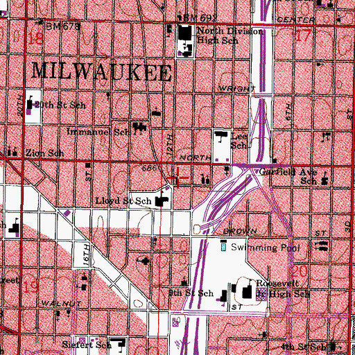 Topographic Map of Milwaukee Renaissance Academy, WI