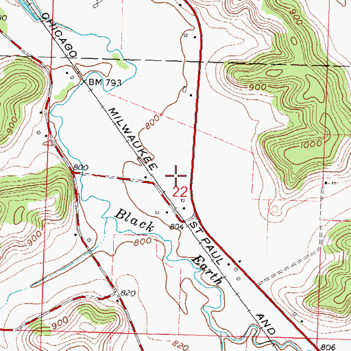 Topographic Map of Wisconsin Heights High School, WI