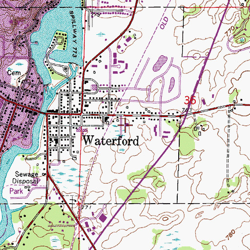 Topographic Map of Saint Peters Lutheran School and Rainbow Preschool, WI
