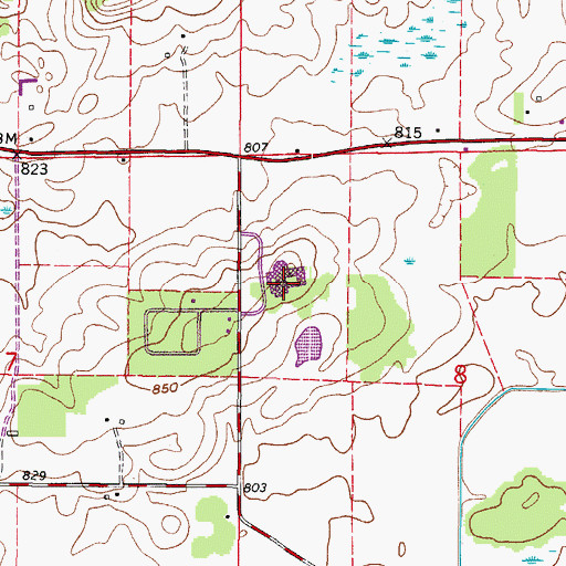 Topographic Map of Hillside School at Lakeview, WI