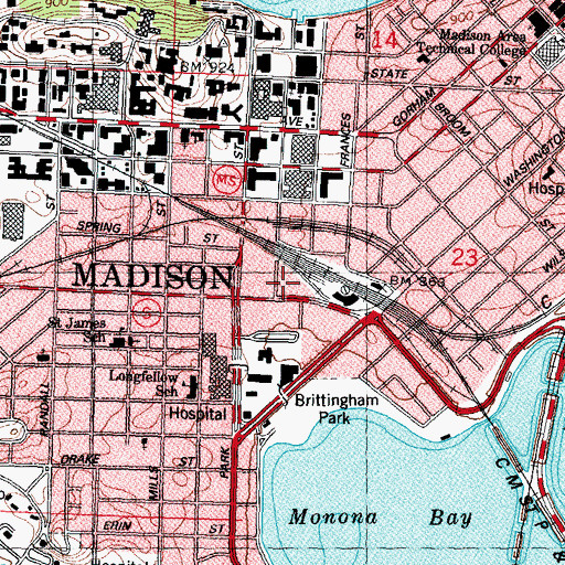 Topographic Map of University of Wisconsin Colleges, WI