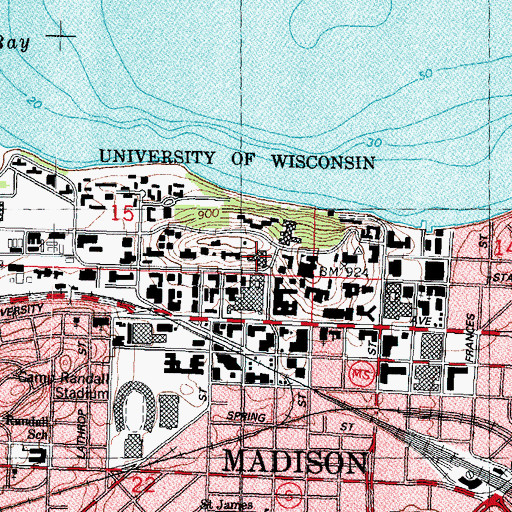 Topographic Map of University of Wisconsin System Administration, WI