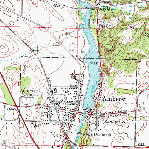 Topographic Map of Amherst High School, WI