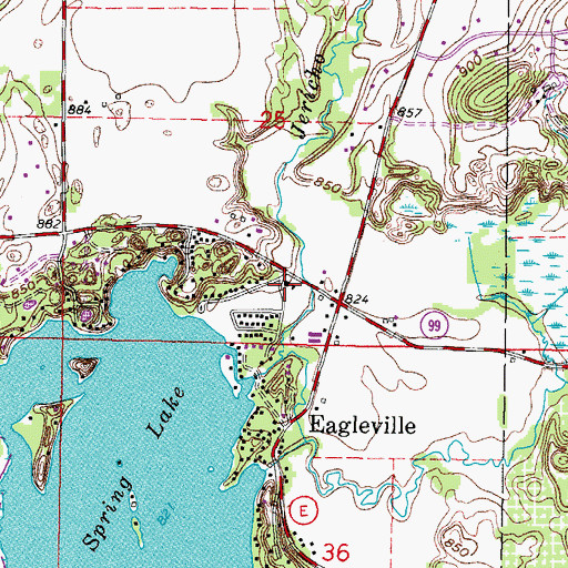 Topographic Map of Eagleville Charter School, WI