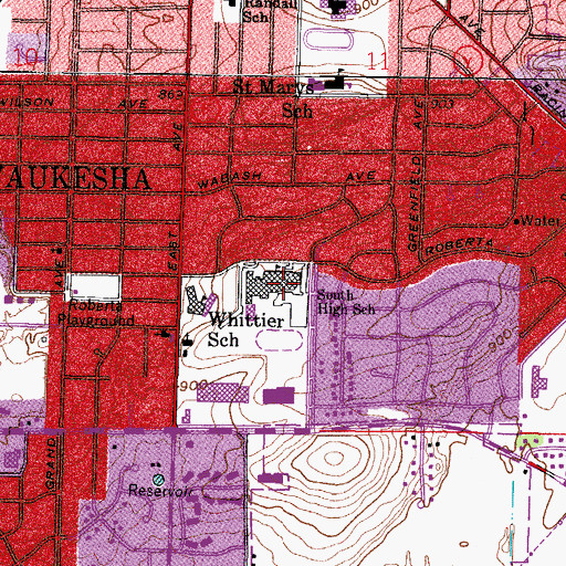 Topographic Map of Waukesha Engineering Preparatory Academy, WI