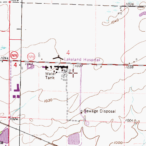 Topographic Map of Lakeland School, WI