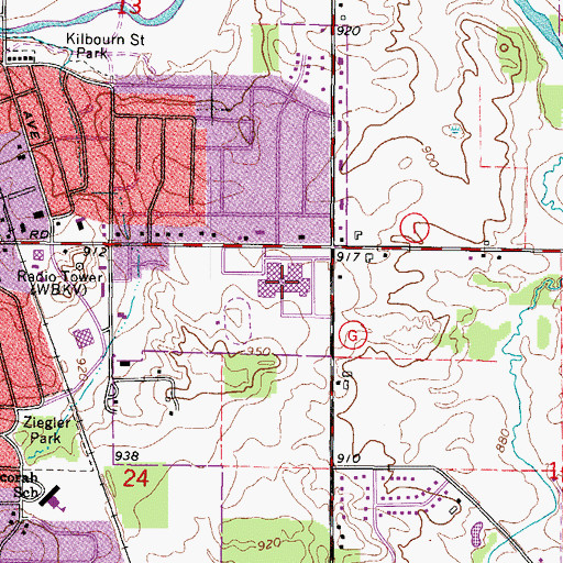 Topographic Map of East High School, WI
