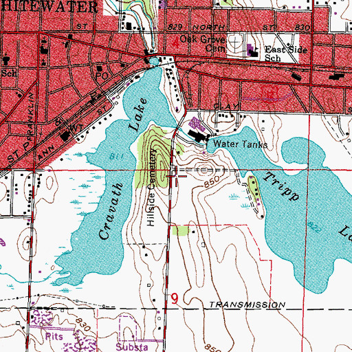 Topographic Map of Kettle Moraine Baptist Academy, WI
